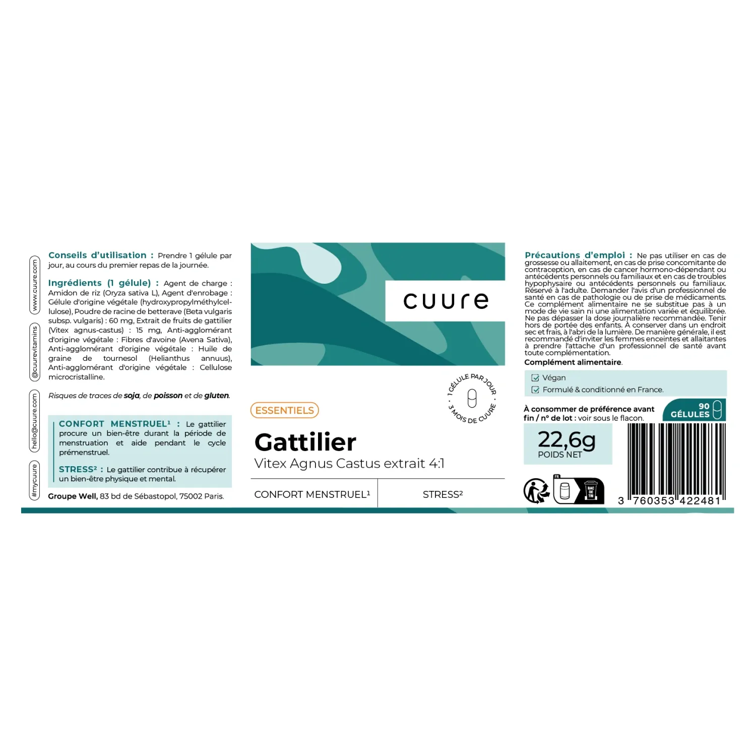Etiquette du Gattilier Cuure