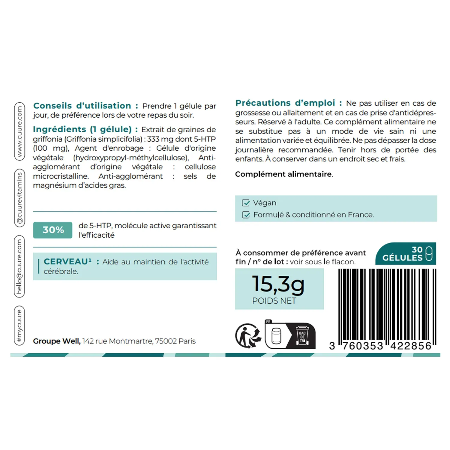 Étiquette du Griffonia Cuure