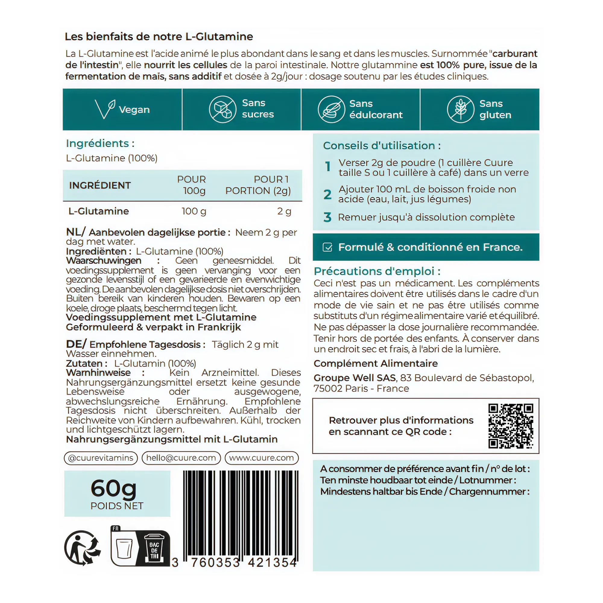 L-Glutamine Cuure en poudre - visuel 7