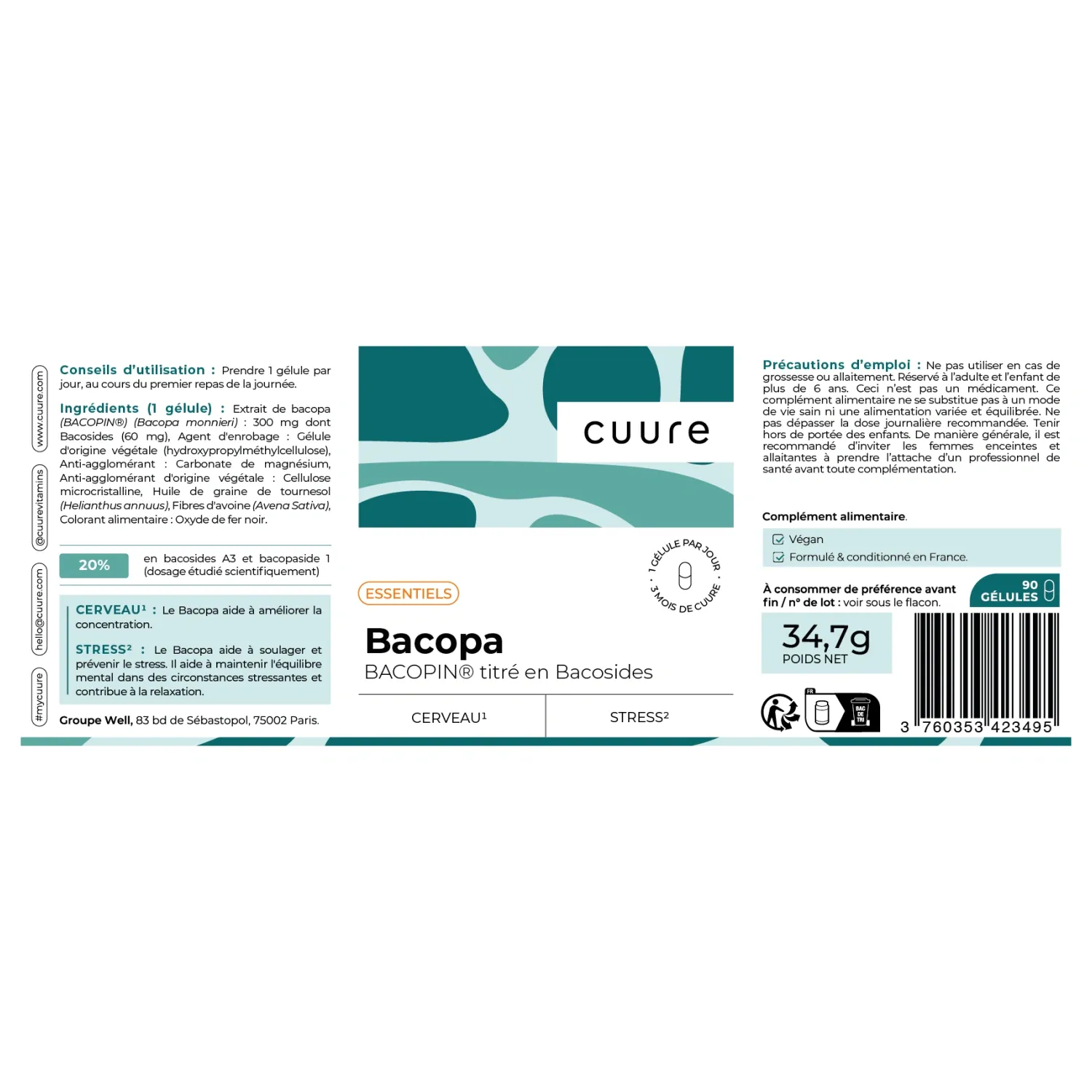 Etiquette du Bacopa Cuure