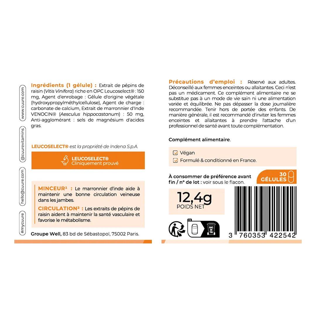 Etiquette du Complexe Jambes Legeres Cuure